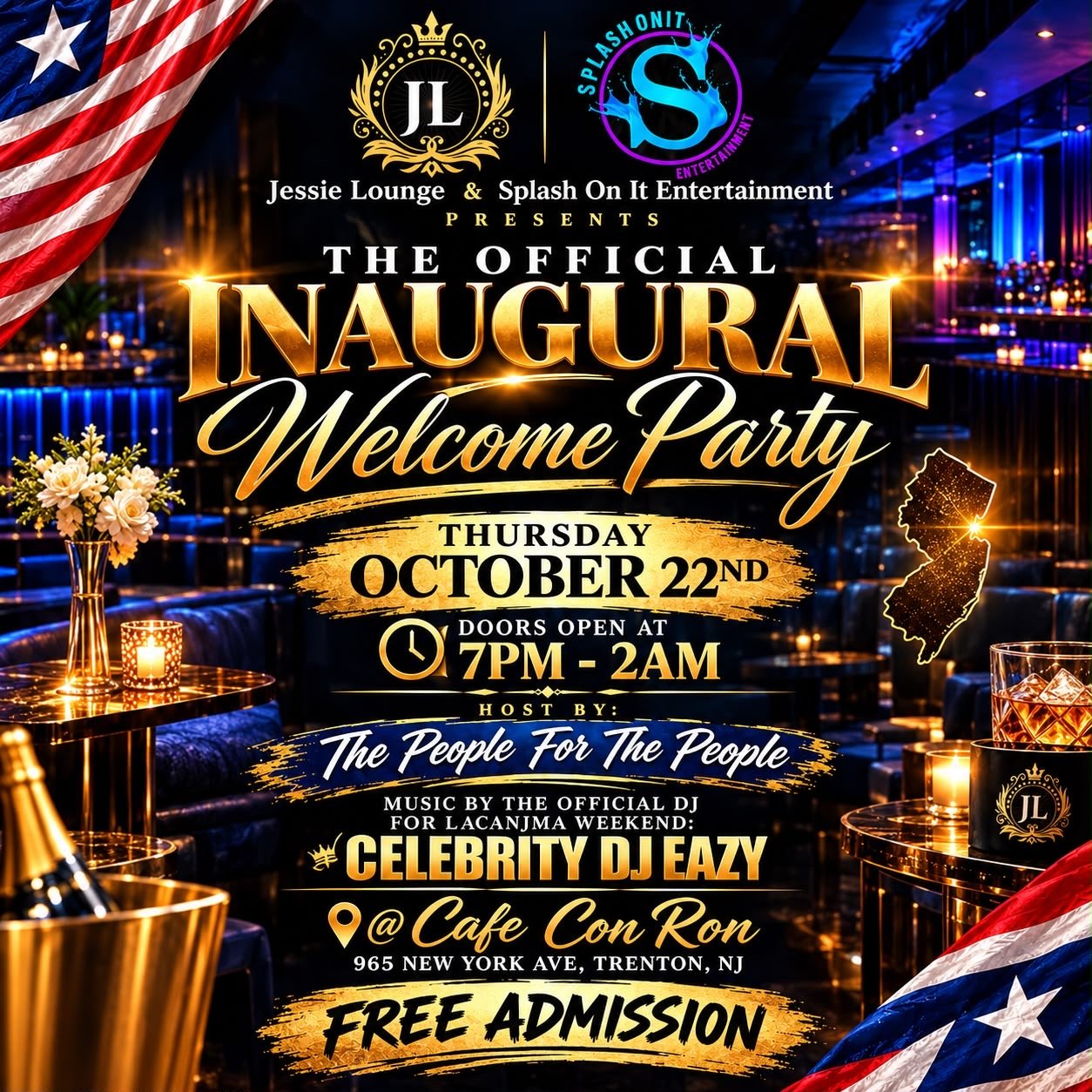Flyer: The Official Inaugural Welcome Party, Thursday, October 22, 2026